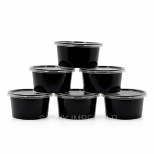 200ml Round Black Plastic container