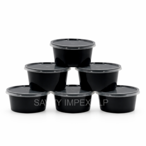 250ml Round Black Plastic container