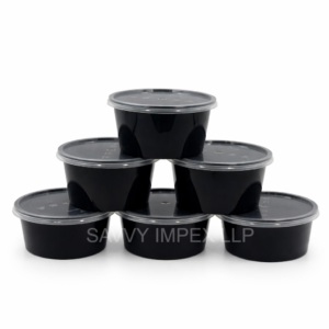 300ml Round Black Plastic container