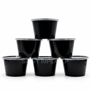 750ml Round Black Plastic container